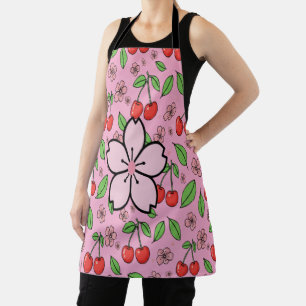 Kawaii Red Cherry Vibes Cute Girly Aesthetic Apron
