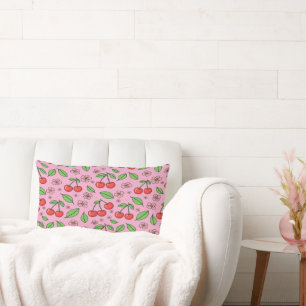 Kawaii Red Cherry Vibes Cute Girly Aesthetic Lumbar Cushion