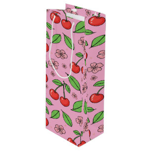 Kawaii Red Cherry Vibes Cute Girly Aesthetic Wine Gift Bag
