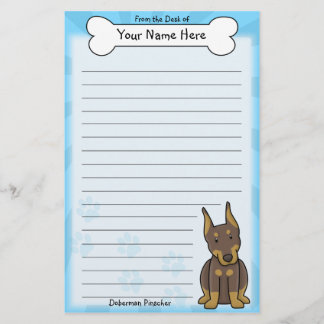 Kawaii Red Doberman Pinscher Stationery