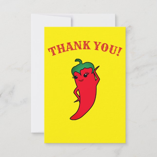Kawaii Red Hot Pepper Diva Thank You Card (Front)