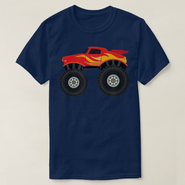 Kawaii Red Monster Truck Cool Trucking Mud Crushin T-Shirt (Design Front)