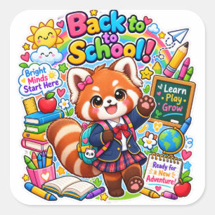 Kawaii Red Panda Back to School Stickers