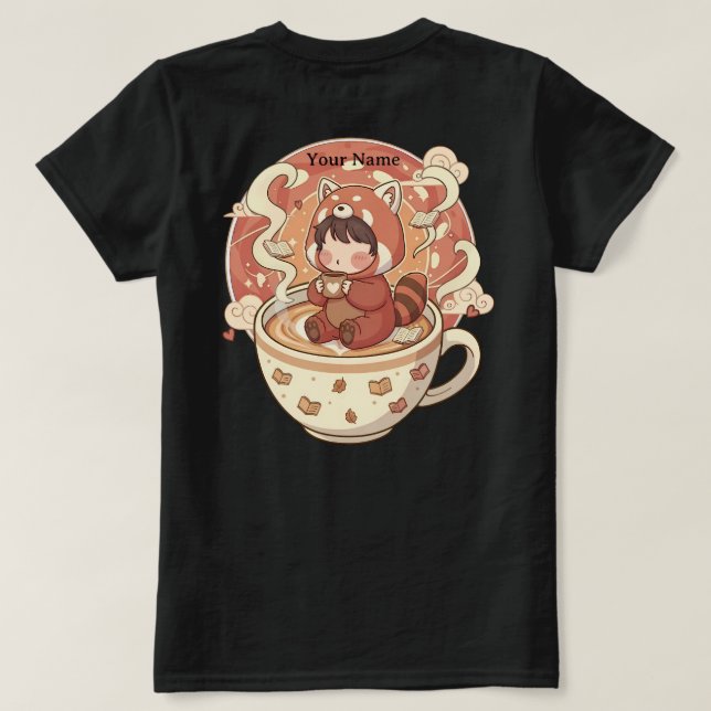 Kawaii Red Panda Brew Women's Cotton Tee (Design Back)
