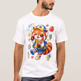 Kawaii Red Panda Student School T-Shirt