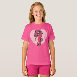 Kawaii Red Seahorse on Heart T-Shirt