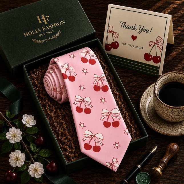 Kawaii Red Sweet Cherry Pattern Tie (Creator Uploaded)