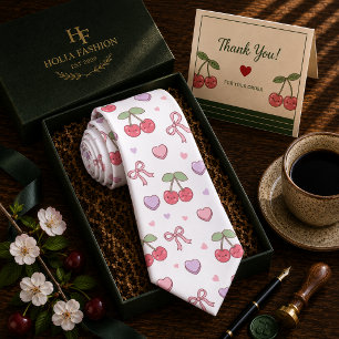 Kawaii Red Sweet Cherry Pattern Tie