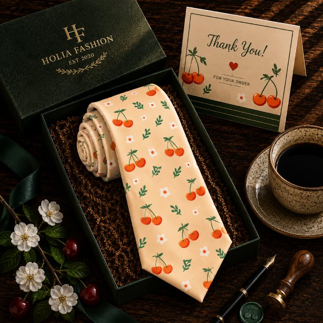 Kawaii Red Sweet Cherry Pattern Tie (Creator Uploaded)