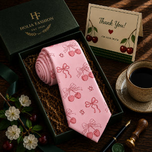 Kawaii Red Sweet Cherry Pattern Tie