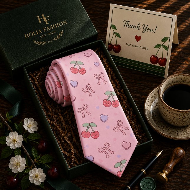 Kawaii Red Sweet Cherry Pattern Tie (Creator Uploaded)