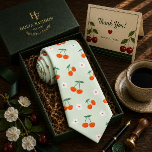 Kawaii Red Sweet Cherry Pattern Tie