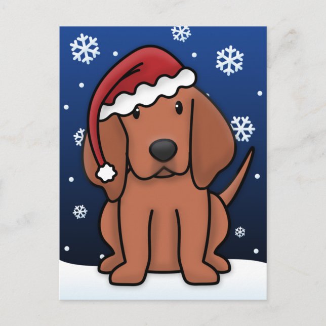 Kawaii Redbone Coonhound Christmas Postcard (Front)