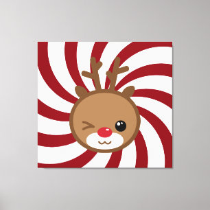 Kawaii Reindeer Canvas Wall Art