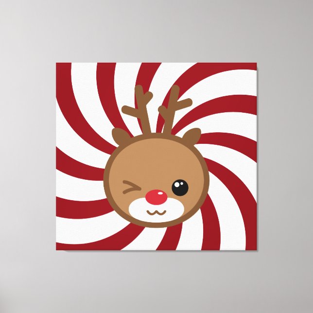 Kawaii Reindeer Canvas Wall Art (Front)