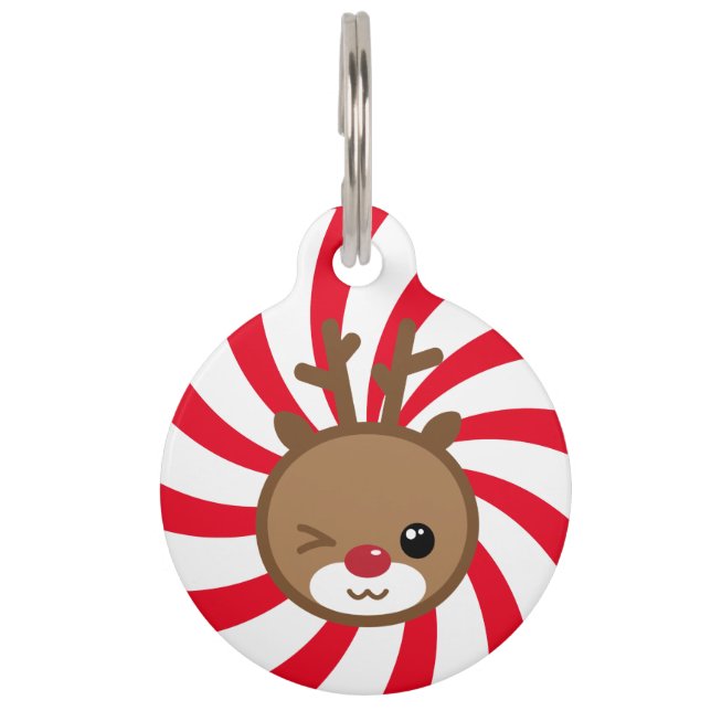 Kawaii Reindeer Pet Tag (Front)