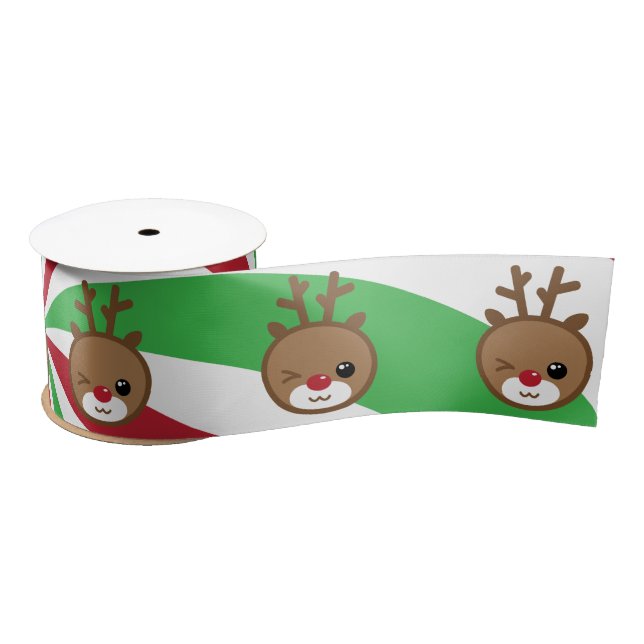 Kawaii Reindeer Satin Ribbon (Spool)