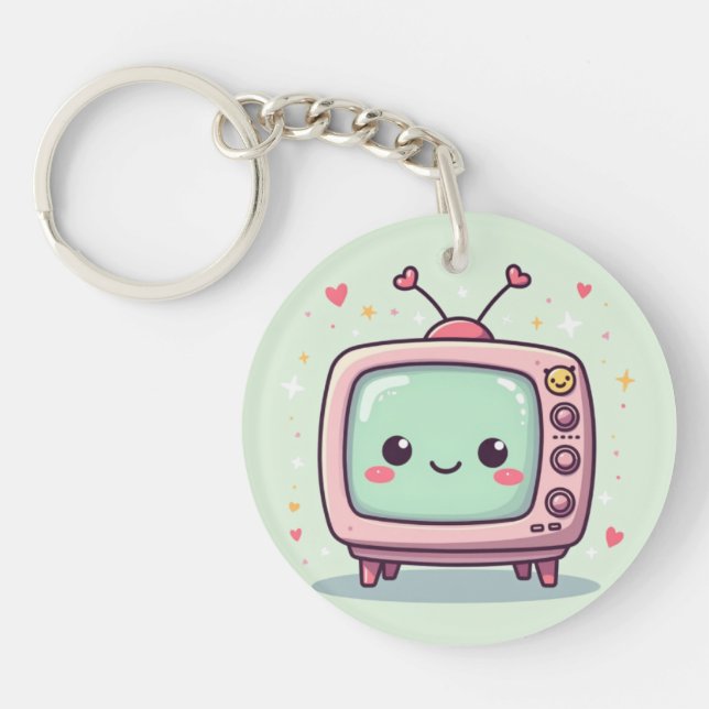 Kawaii Retro TV – Cute Key Ring (Front)