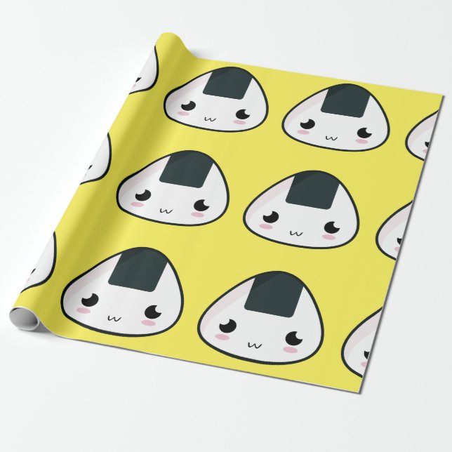 Kawaii Rice ball Wrapping Paper (Unrolled)