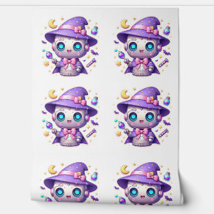 Kawaii Robot Witch Cute Magical Tech-Inspired  Wallpaper