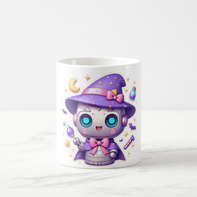 Kawaii Robot Witch Mug Cute Magical Bot Coffee Cup (Center)