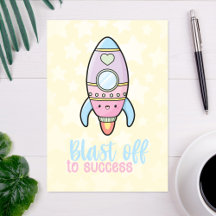 Kawaii rocket blast off to success motivation pun