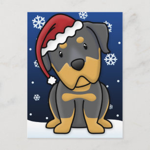 Kawaii Rottweiler Christmas Postcard