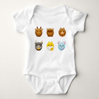 Kawaii Round Animals Baby Bodysuit