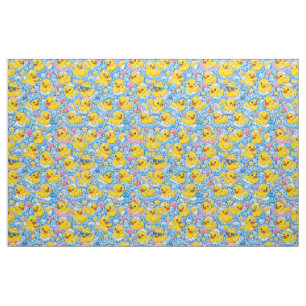 Kawaii Rubber Duck Pattern with Playful Aquatic El Fabric