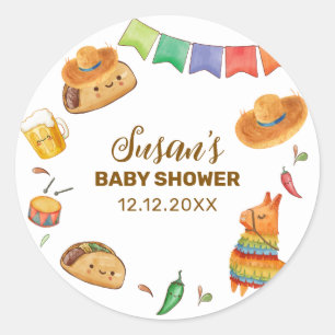 Kawaii Rustic Fiesta Taco Bout A Baby Shower  Classic Round Sticker