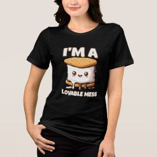 Kawaii S’mores I’m a Loveable Mess Cute Marshmallo Tri-Blend Shirt