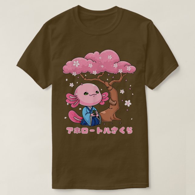 Kawaii Sakura Aolotl Japanese Sakura Aolotl Cherry T-Shirt (Design Front)