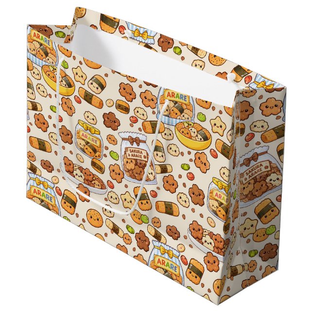 Kawaii sakura arare snack large gift bag (Front Angled)