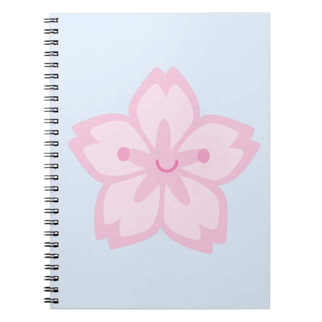Kawaii Sakura Cherry Blossom Flower Spiral Notebook (Front)