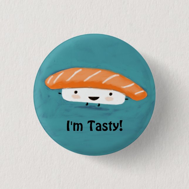 Kawaii Salmon Sashimi 3 Cm Round Badge (Front)