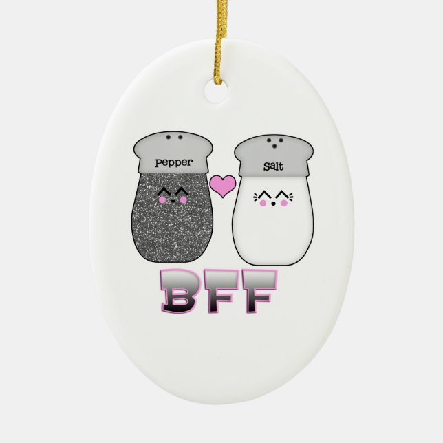 Kawaii Salt n Pepper BFF Ceramic Tree Decoration (Front)