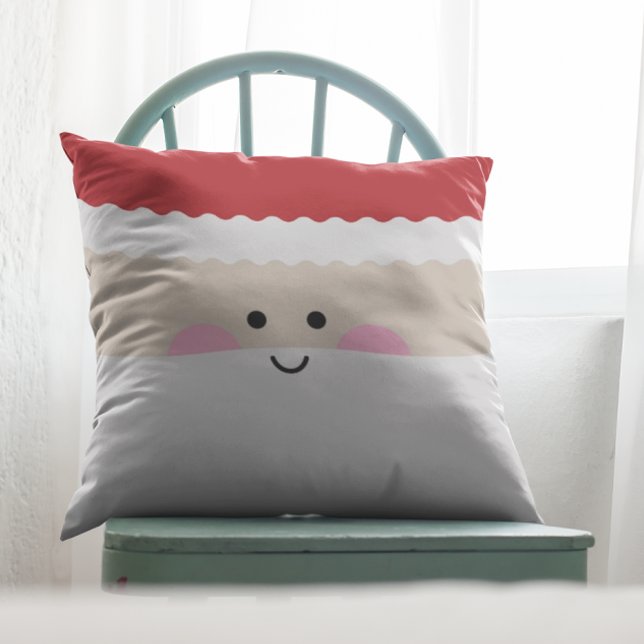 Kawaii Santa Claus Geometric Christmas Cushion (Creator Uploaded)