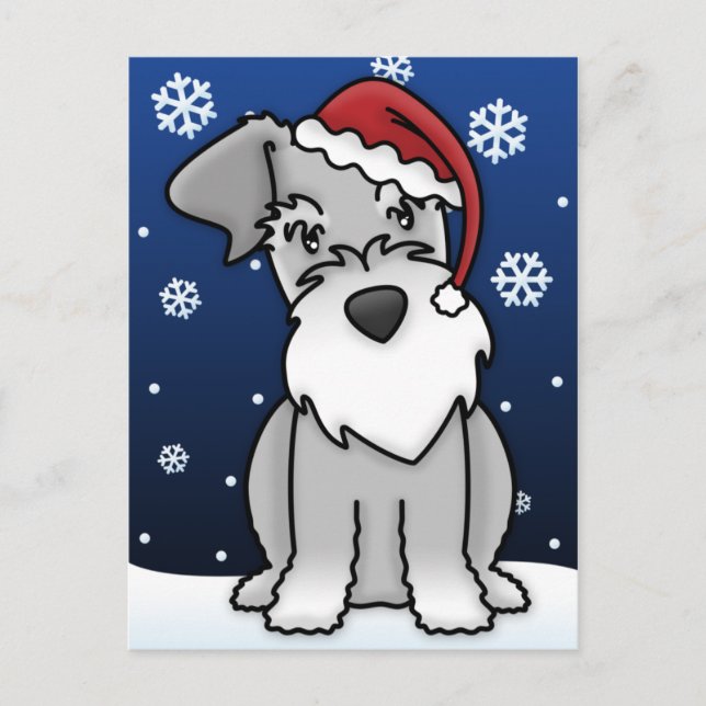 Kawaii Schnauzer Christmas Postcard (Front)