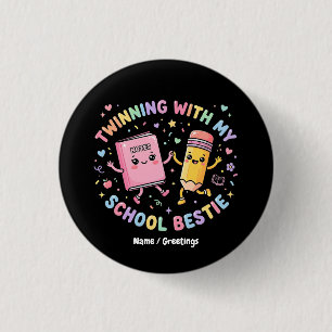  Kawaii School Bestie Twinning Friendship  3 Cm Round Badge