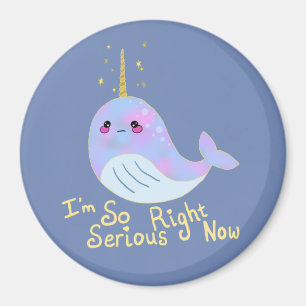 Kawaii Serious Narwhal Magnet