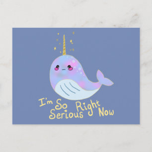 Kawaii Serious Narwhal Postcard