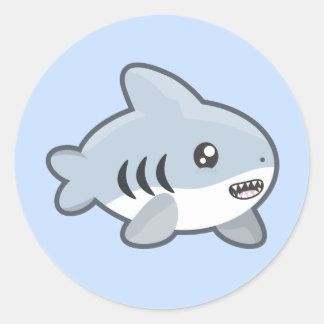 Kawaii Shark Classic Round Sticker