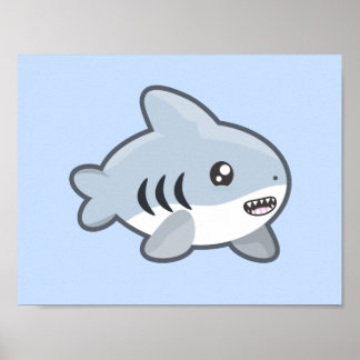Kawaii Shark Poster