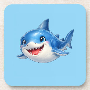 Kawaii Shark Swimming Joyfully in a Whimsical Sea Coaster