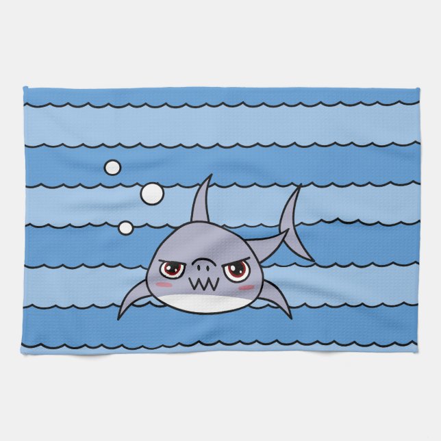 Kawaii Shark Tea Towel (Horizontal)