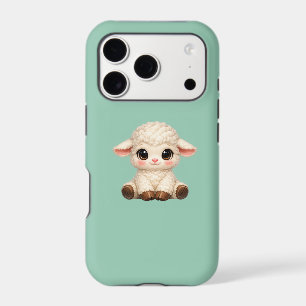 Kawaii Sheep Sitting Happily with Sweet