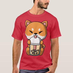 Kawaii Shiba Inu Dog Boba Milk Tea Bubble Tea Anim T-Shirt