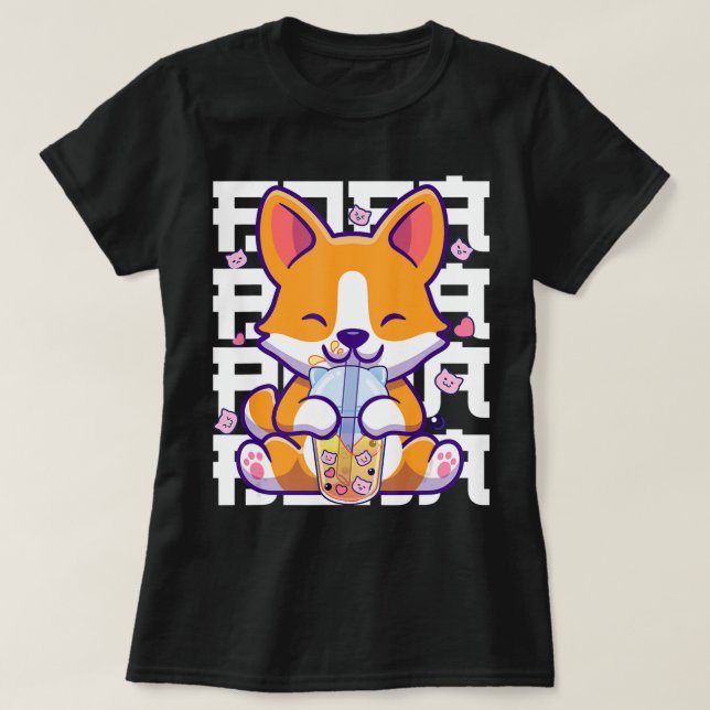 Kawaii Shiba Inu Dog Bubble Tea Boba Anime Gifts G T-Shirt (Design Front)