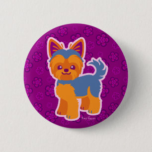 Kawaii Short Hair Yorkie Cartoon Dog 6 Cm Round Badge