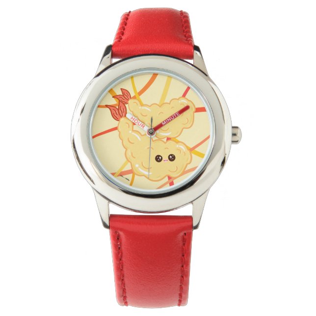 Kawaii Shrimp Tempura Drawing Japanese Cute Watch (Front)